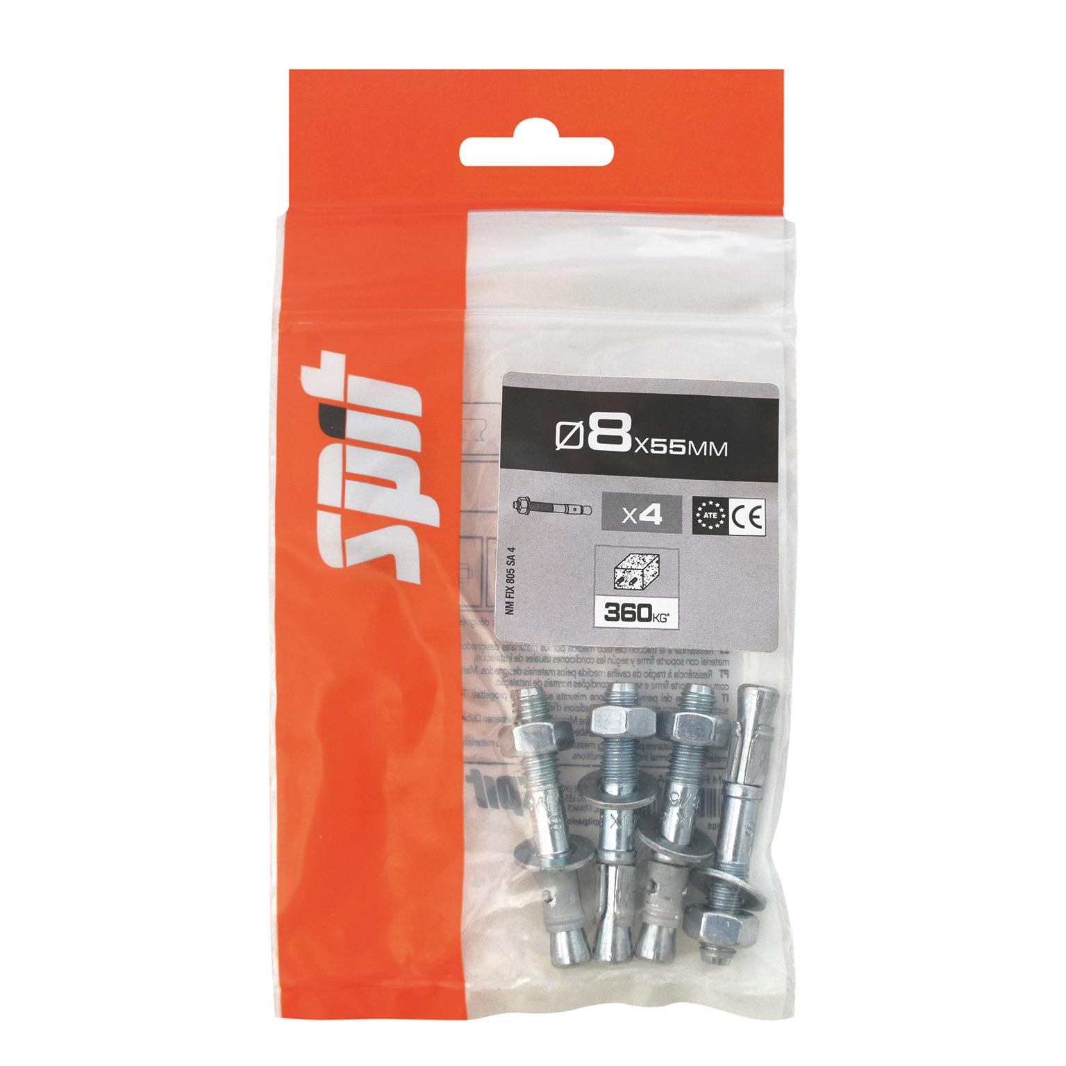 Goujon  à bague  FIX 3 SPIT   Ø8x55MM - Sachet de 4 pièces