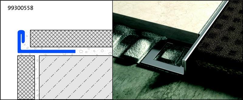 Profilé de finition carrelage - Chant droit DUROSOL Inox Poli brillant - Longueur 250 cm - Ht 11 mm - DSE 110-SP/250