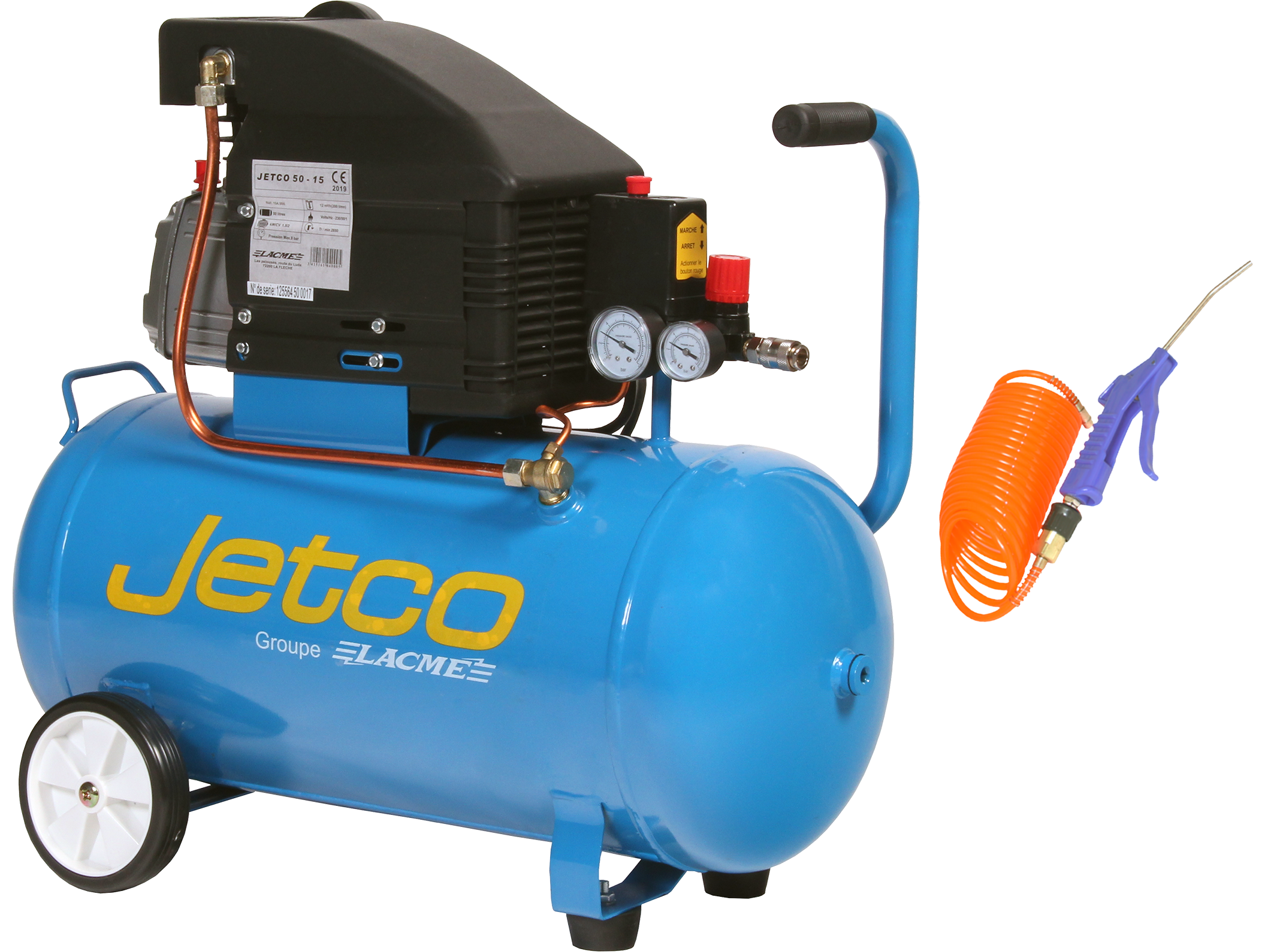Compresseur d’air Jetco 50 2 CV 8 bar 50 litres - Lacmé LACME