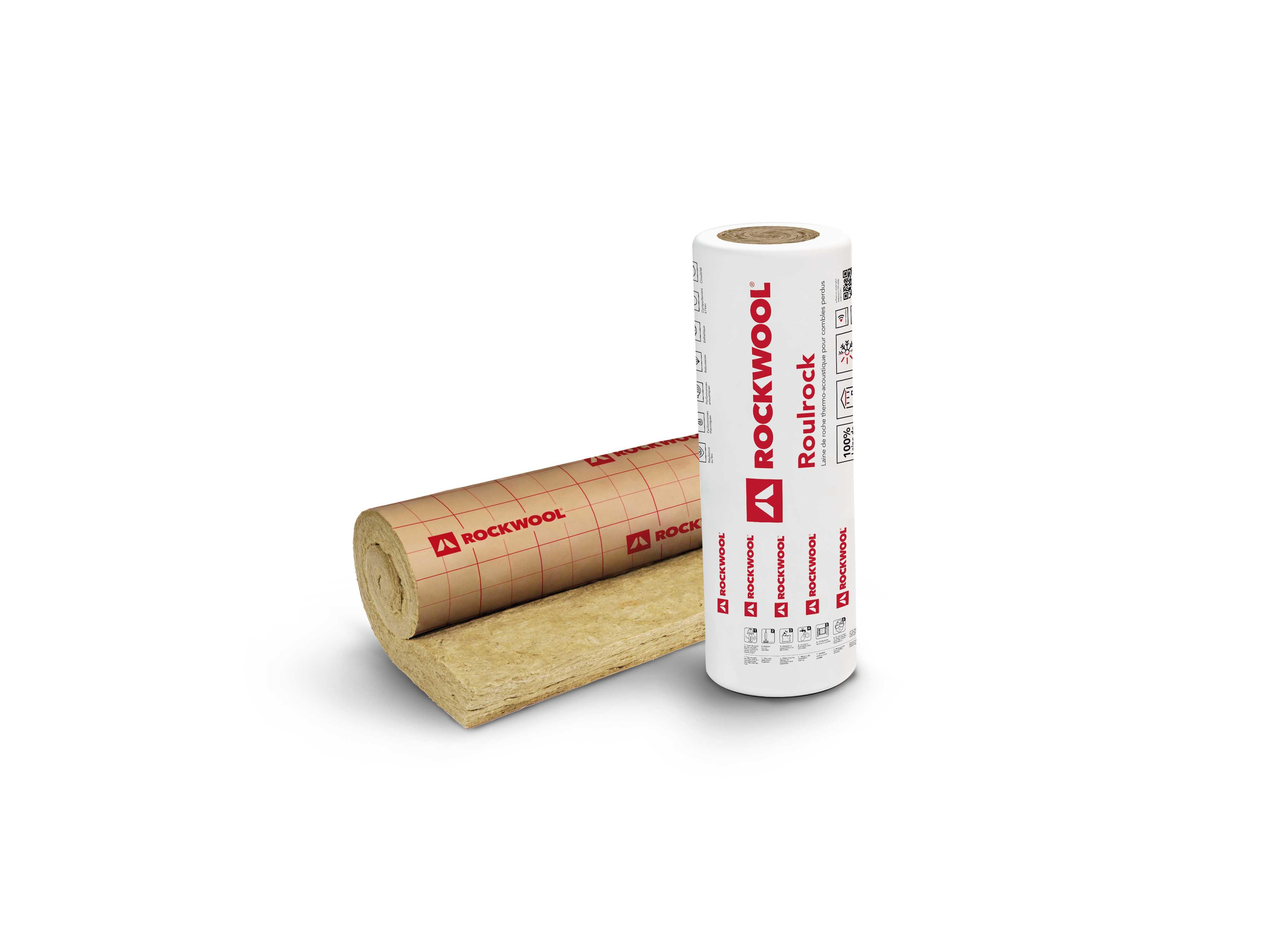 Rouleau isolant en laine de roche ROULROCK KRAFT L 6000 x l 1200 x ep 80 (mm) R 2.0