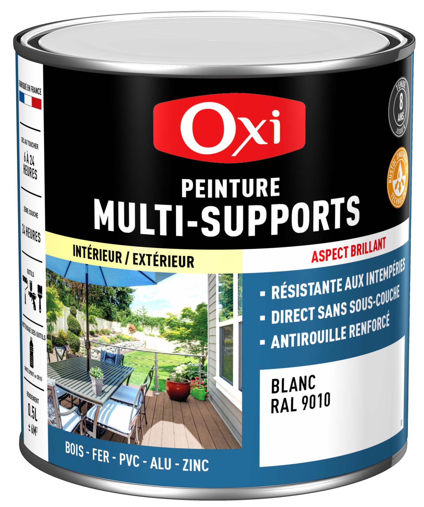 Peinture Multi Supports TOP3+ OXI - Gris Foncé Ral 7000 Brillant - Pot de 0,5L