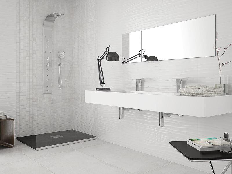 Carrelage mural faïence GLACIAR 30x90cm ép.9mm - Rectifié - Blanco Brillant