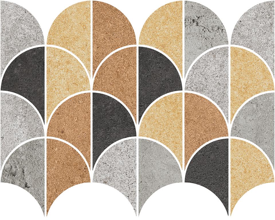 Carrelage grès cérame MOSAICO PAVONE MIX 34X30X0,9CM 