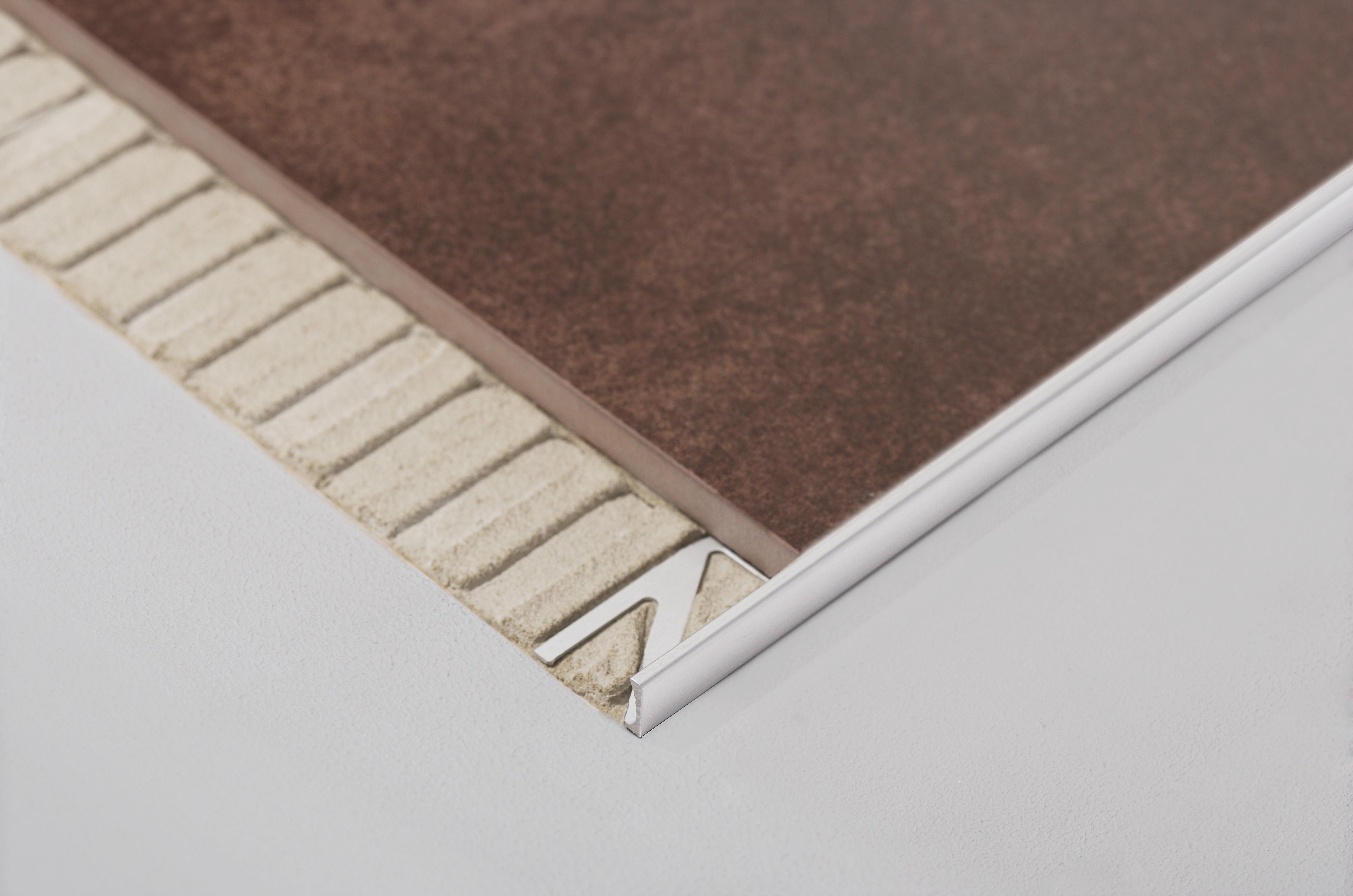 Profilé de finition carrelage - Chant droit DUROSOL-  Aluminium Titane anodisé - Longueur 250 cm - Ht 10 mm - DSAE 100-T/250