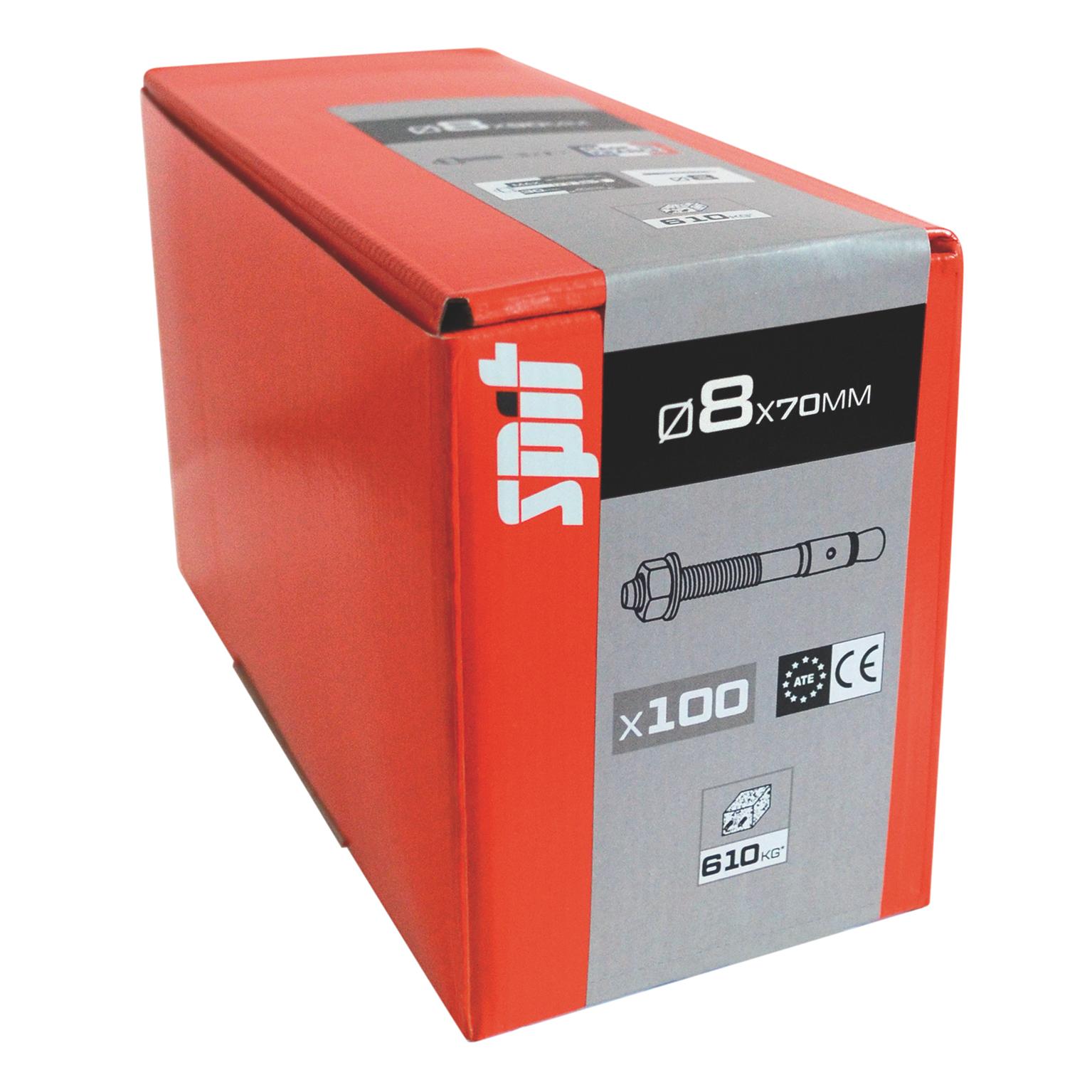 Goujon  à bague  FIX 3 SPIT   Ø8x70MM - Boite de 100 pièces