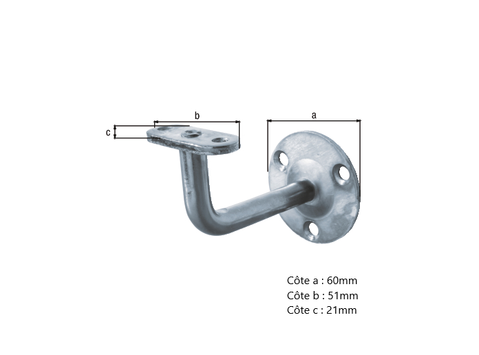 Support de main courante coudé fixe Ø60MM