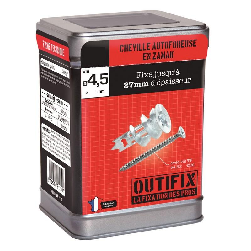 CHEVILLE ZAMAK AUTOFORANTE TOROFIX 4.5 X 35 ET VIS TF PAR 400