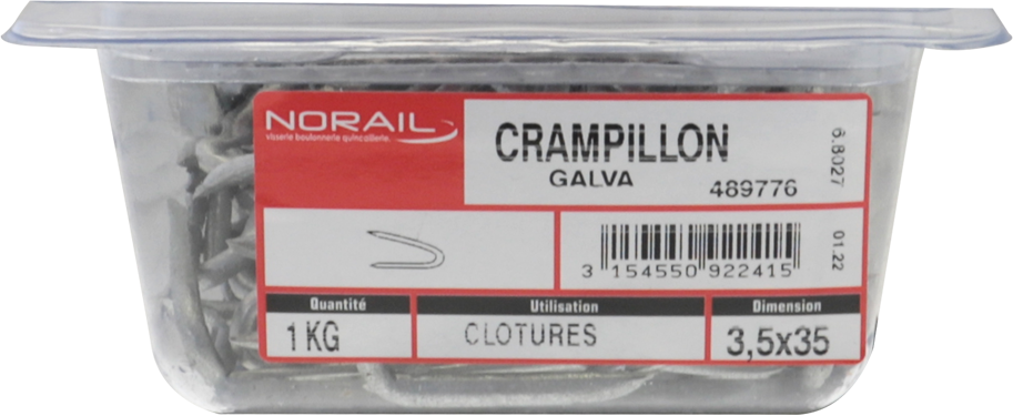 Crampillon Galvanisé 3,5x35 Barquette de 1kg