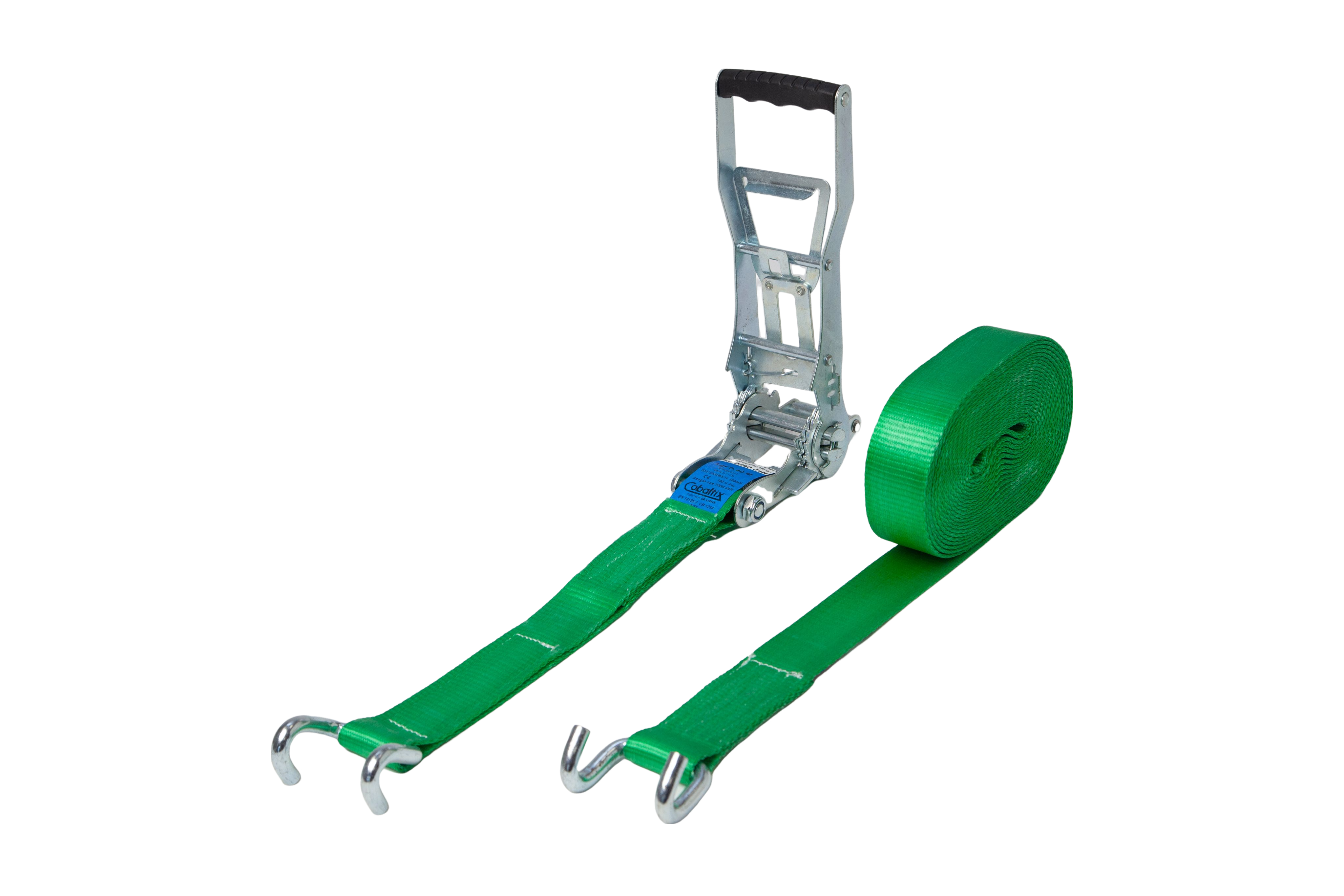 Sangle d'arrimage EUROPLEX 50MM L.9M Vert avec tendeur inversé pour plateau poids lourds  