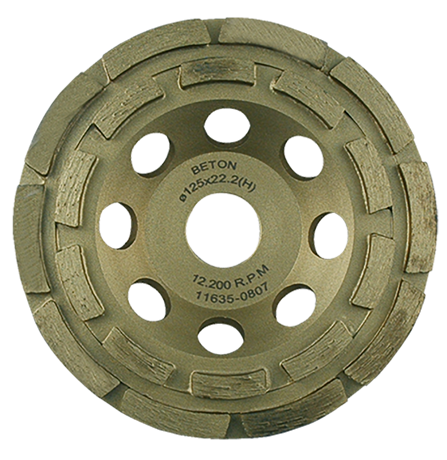 Plateau diamanté béton segment double piste - Ø180MM - Ep.7MM Segment 5mm Alésage 22,23MM