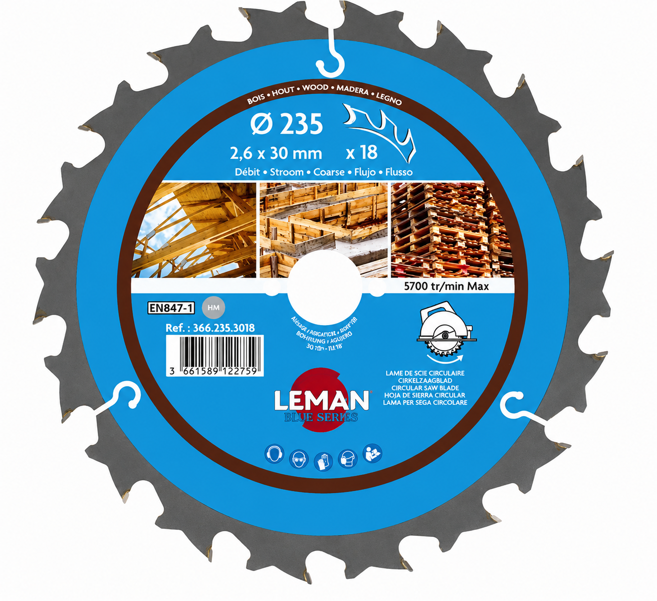 Lame scie circulaire chantier Ø235 alésage 30 - Leman