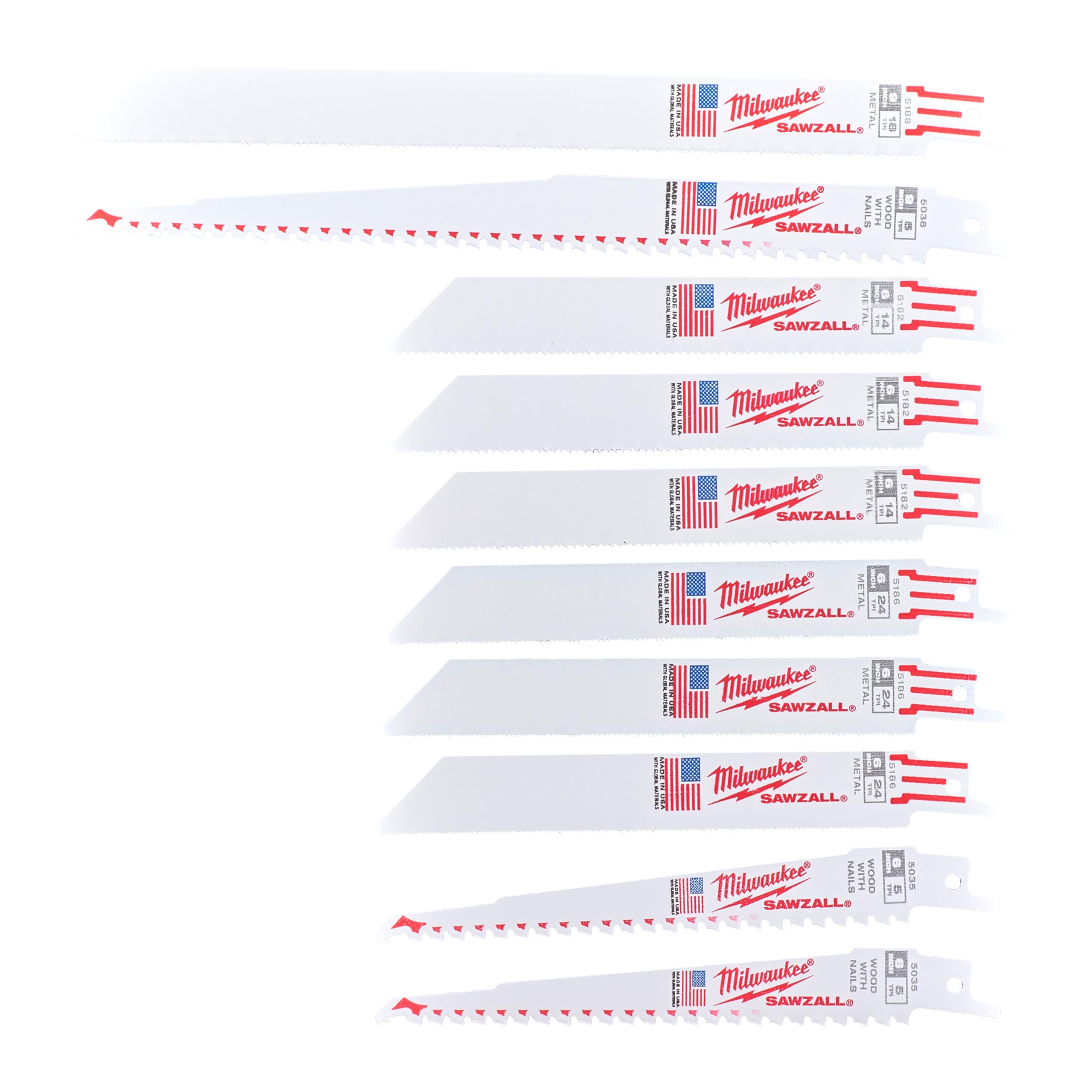 Coffret de 10 lames de scie sabre SAWZALL™ Blade – Milwaukee