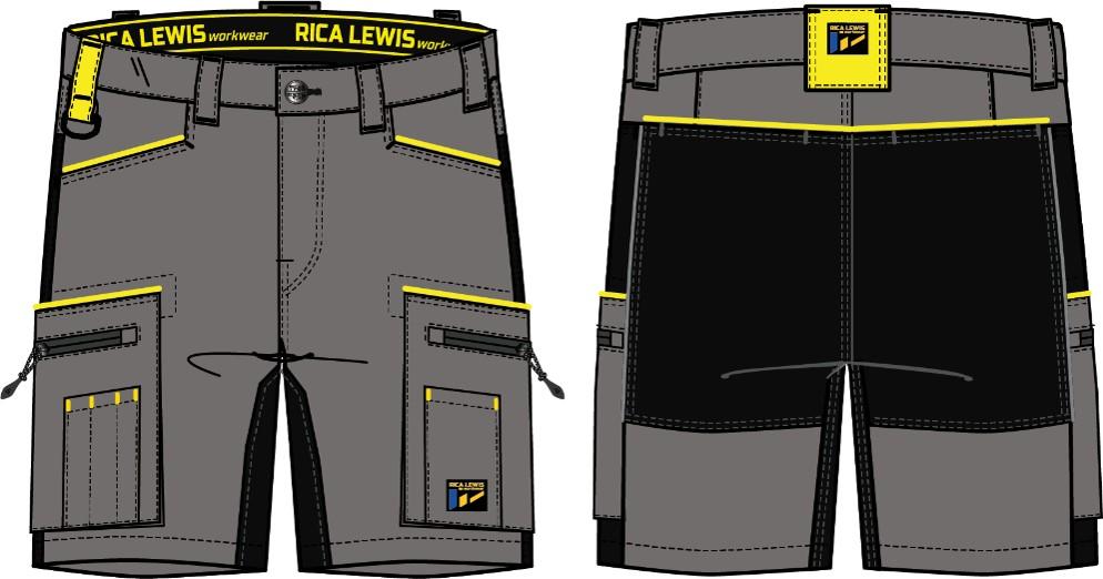 Bermuda multi-poche coupe droite FLUBERM gris et fluo T.46