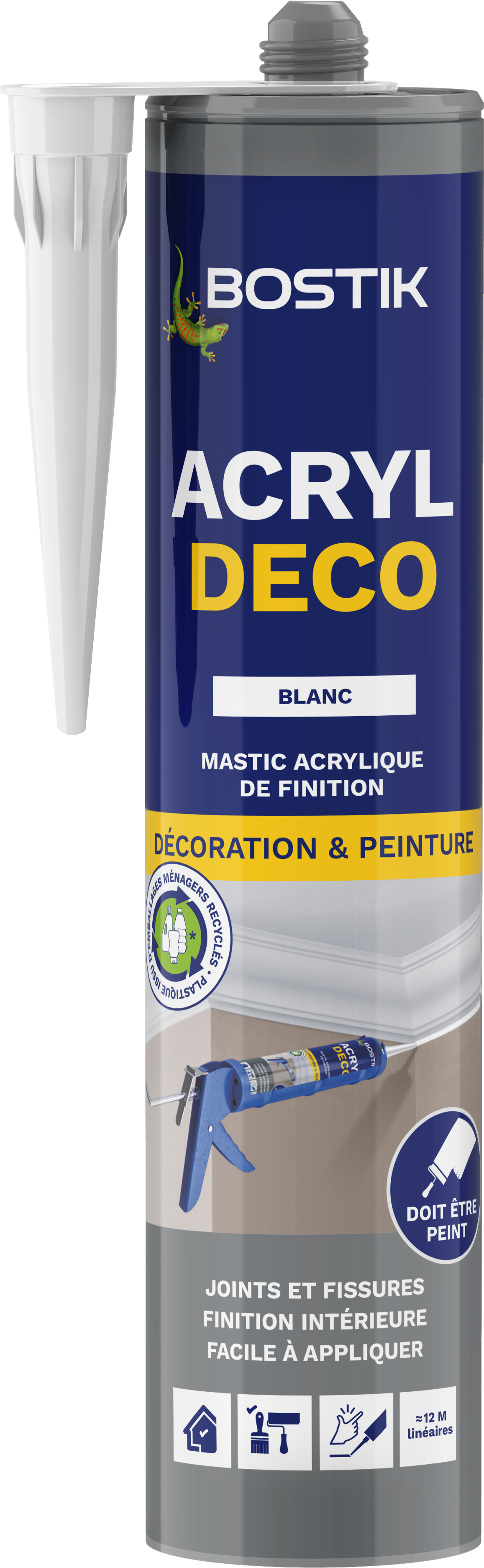 Mastic acrylique finition intérieur ACRYL DECO - Blanc - Cartouche de 280ML