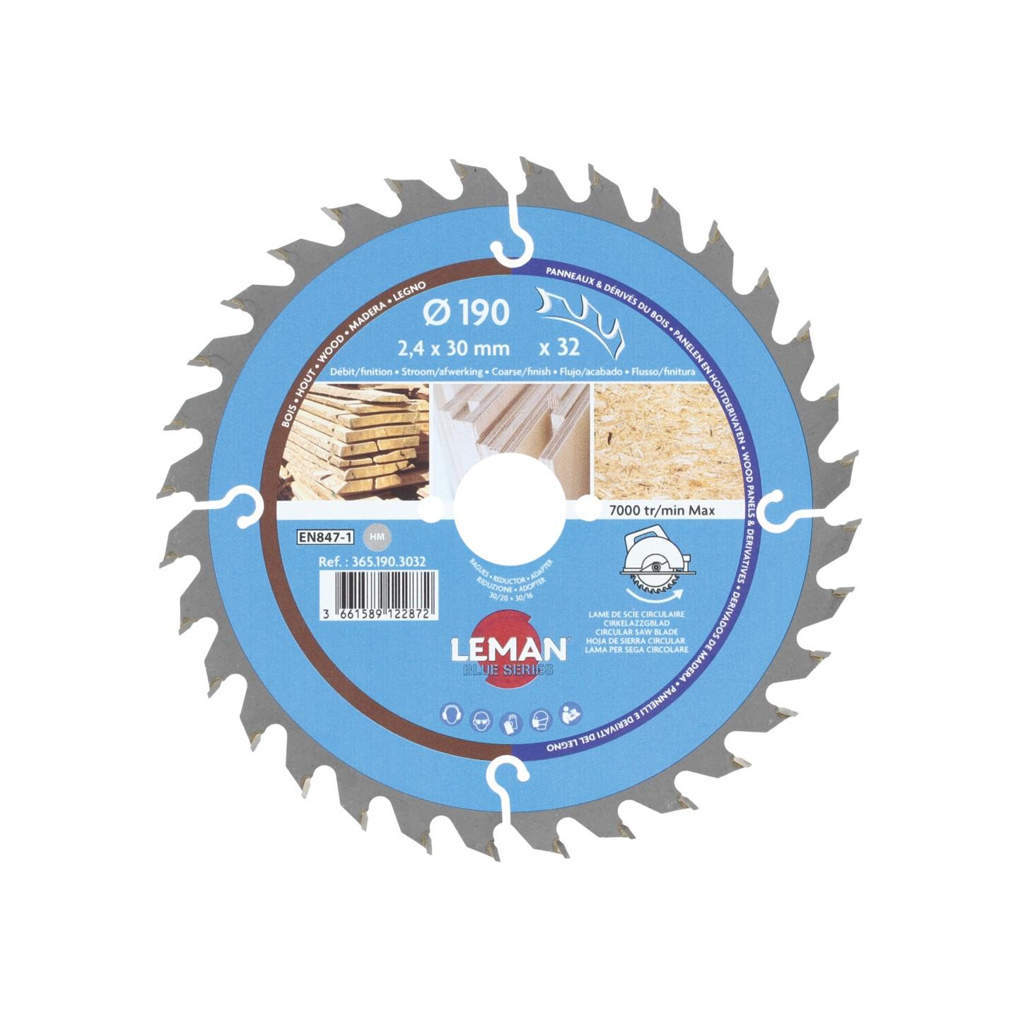 Lame scie circulaire bois Ø190 alésage 30 - Leman