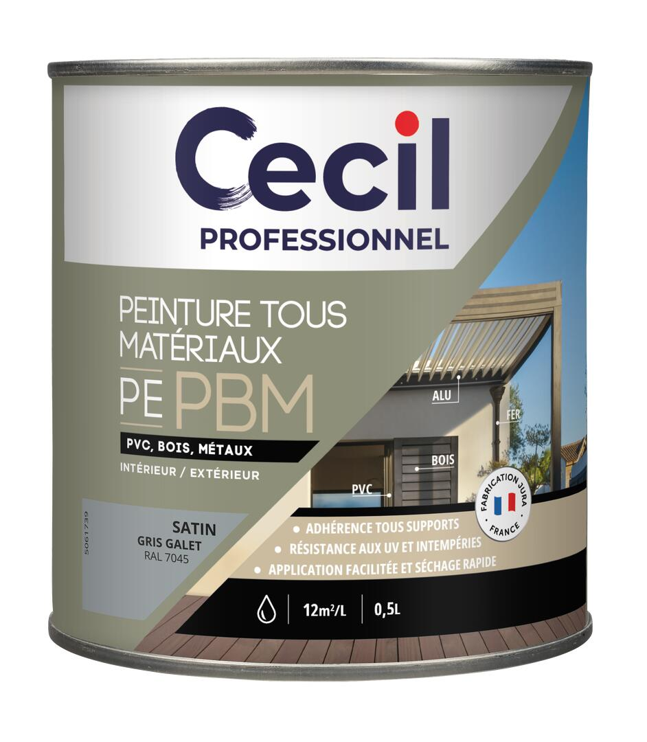 Peinture Multi-matériaux PE PBM - Gris Galet Satiné - Pot de 0,5L