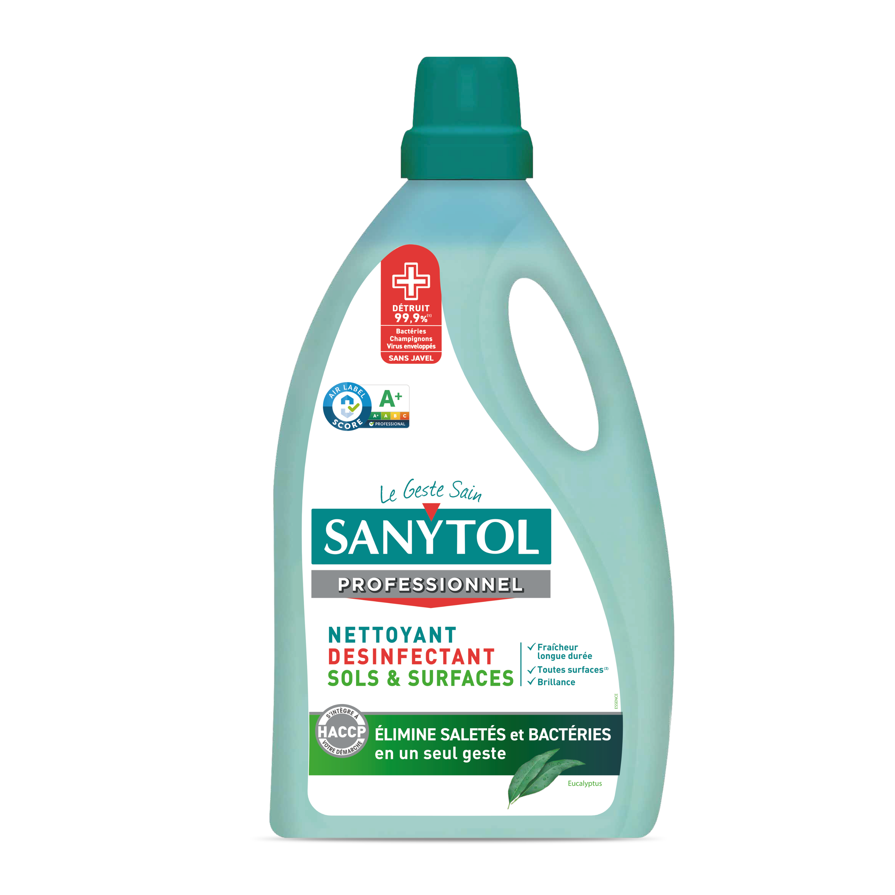 Bidon de nettoyant désinfectant sols et surfaces Sanytol eucalyptus 5 L
