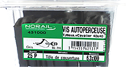 Vis autoperceuse Tête héxagonale à collerette Acier zingué + joint caoutchouc - tête laquée gris 6,3x100 Barquette de 25