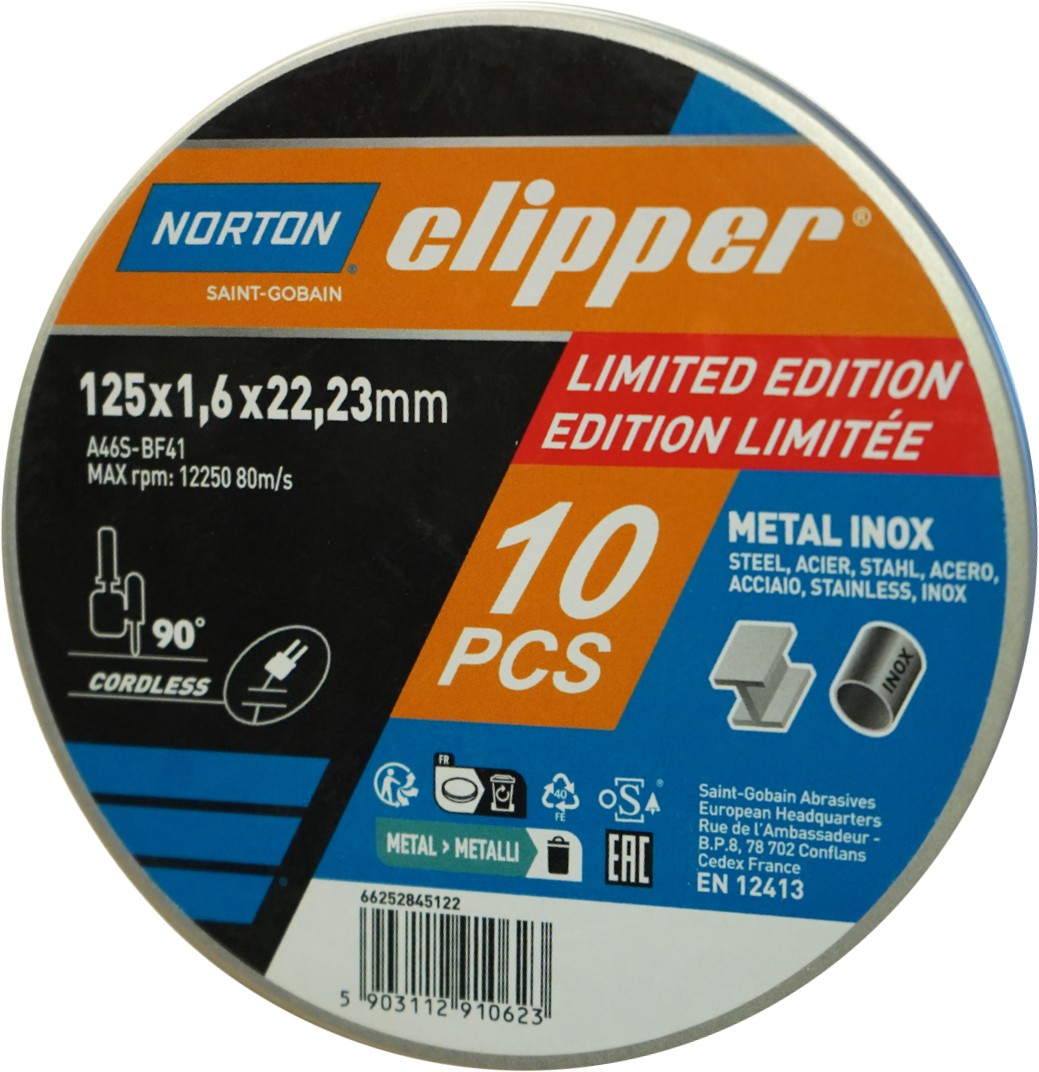 Boite métallique 10 disques à tronconner PRO METAL/INOX 125x1,6x22,23 T41