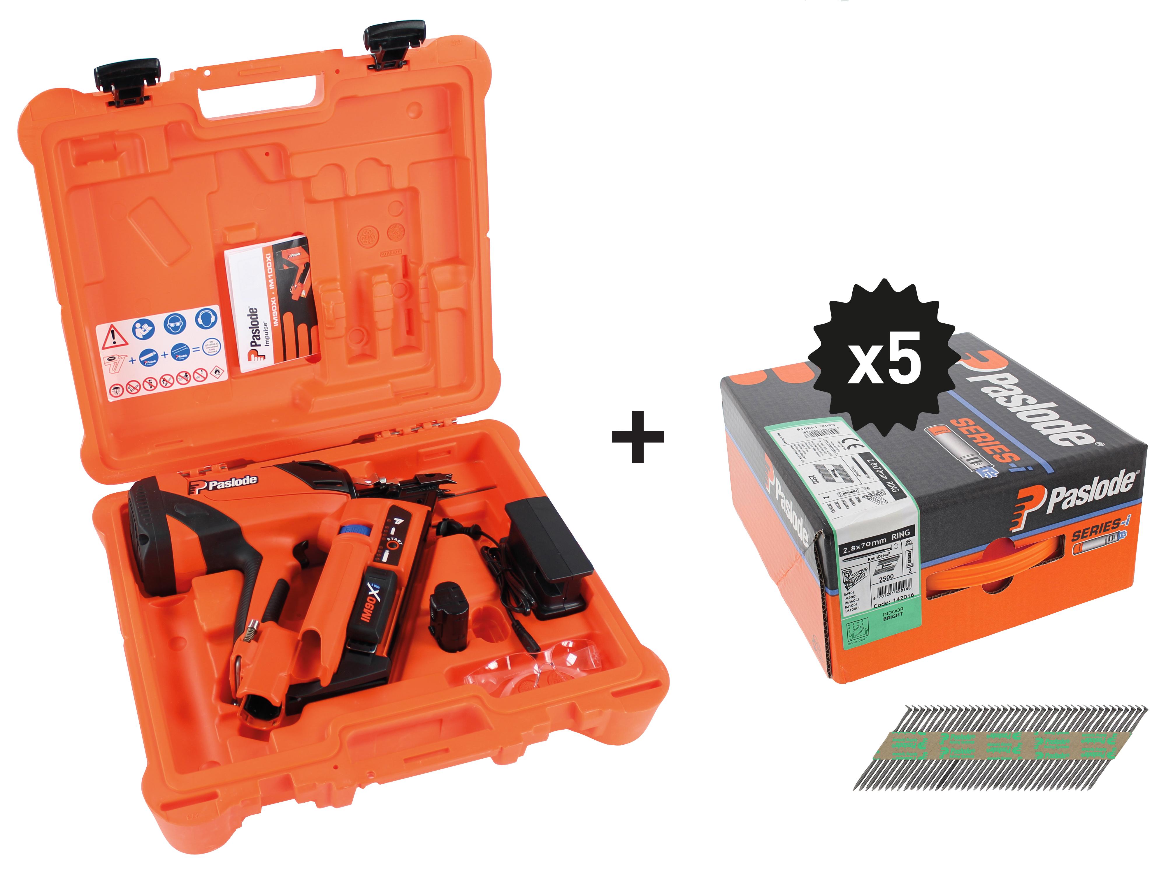 Cloueur SPIT IM90XI + 5 packs de 2500 clous 2,8 x 70 crantés
