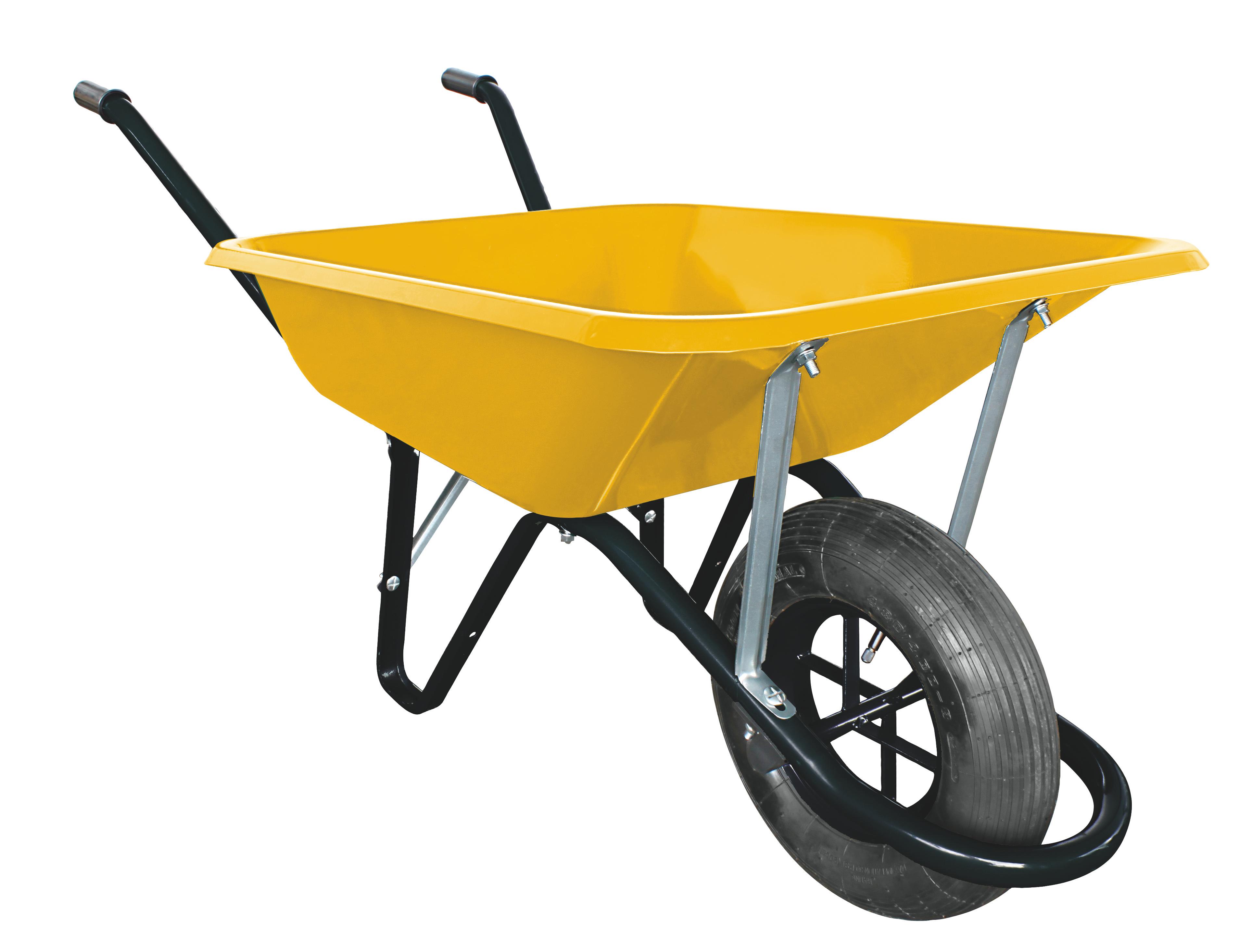 Brouette Polyvalente Jaune 110L avec roue gonflable