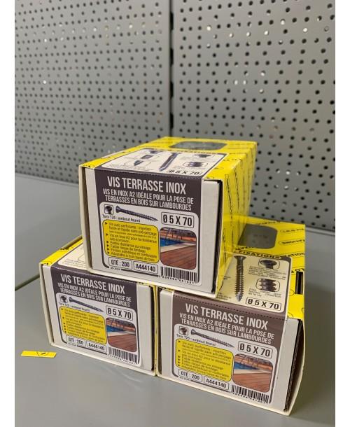 Vis terrasse inox A2 VIX 5 x 70 mm pour lame bois