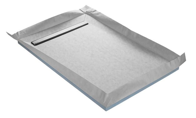 Receveur de douche à carreler LINEBOARD avec caniveau inox - sans bonde - Gris clair - 185x90x4 cm  