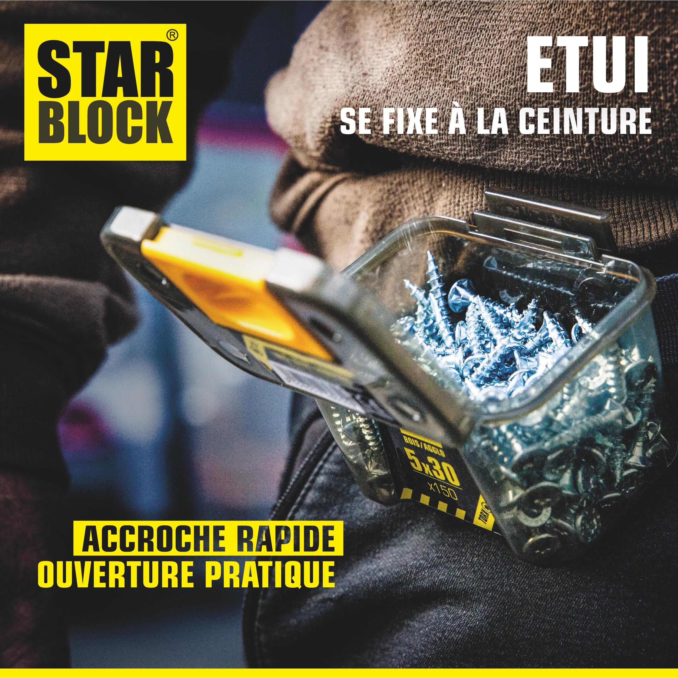 Vis STARBLOCK TX Tête fraisée Acier zingué blanc 4x70 Etui de 100