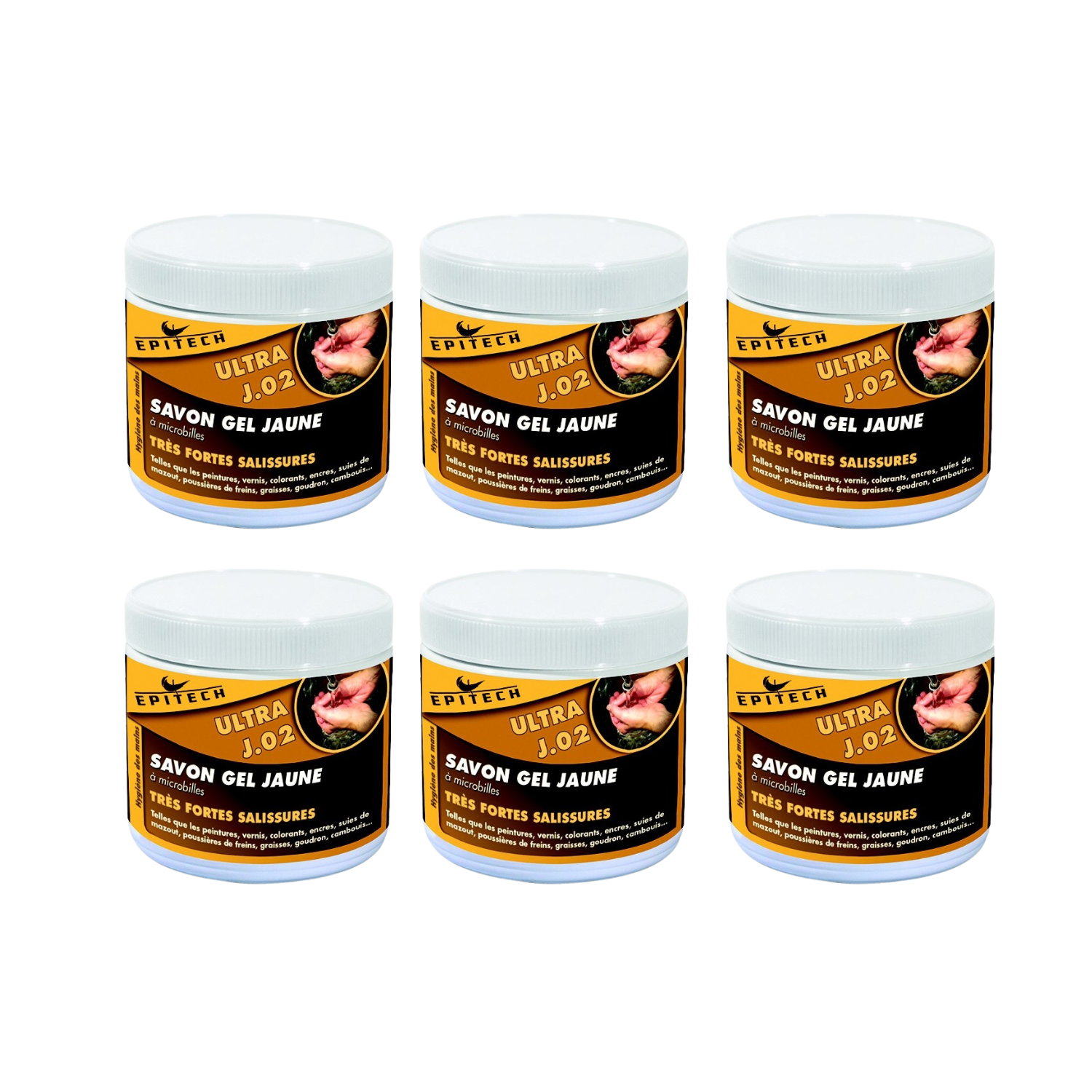 Box de 6 Savons gel microbilles jaune 600ML