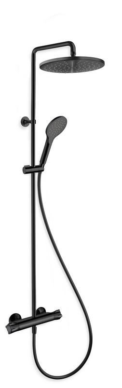 Colonne de douche THETA thermostatique Black mat - Pomme de tête Ronde - TE49413