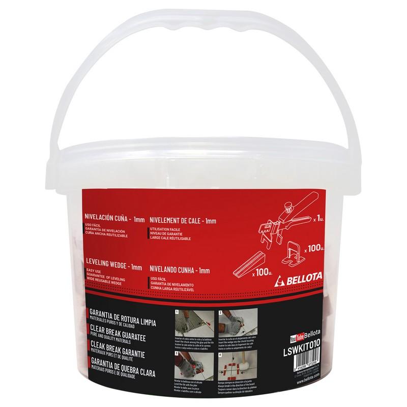 Kit croisillon autonivelant avec coin 3mm - Sac avec 100 bases lisses + 100 coins et 1 pince