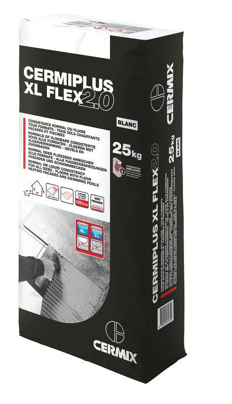 Mortier colle amélioré à haute déformabilité CERMIPLUS XL FLEX 2.0 blanc - sac de 25kg