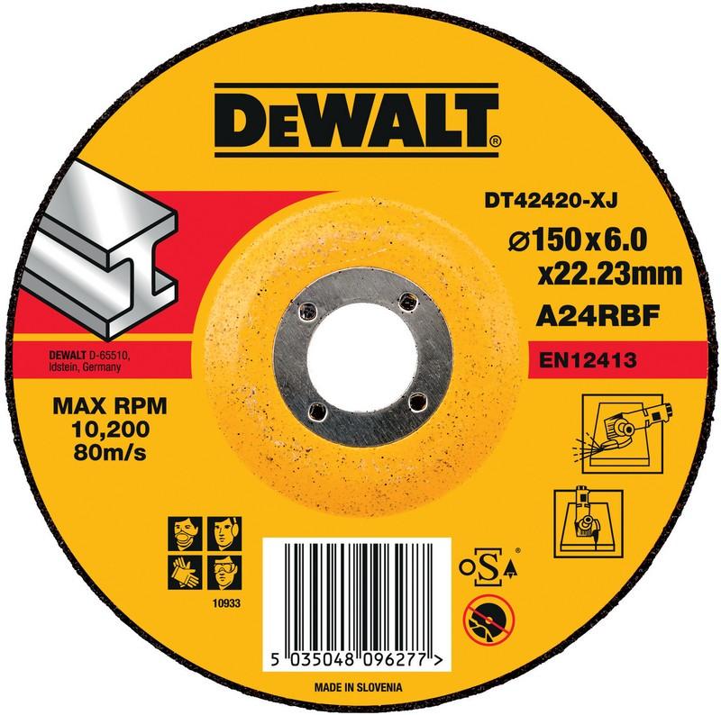 DISQUES A MEULER LE METAL Diamètre mm 150 - Alesage mm 22.2 - Epaisseur 6 - Moyeu Deporte