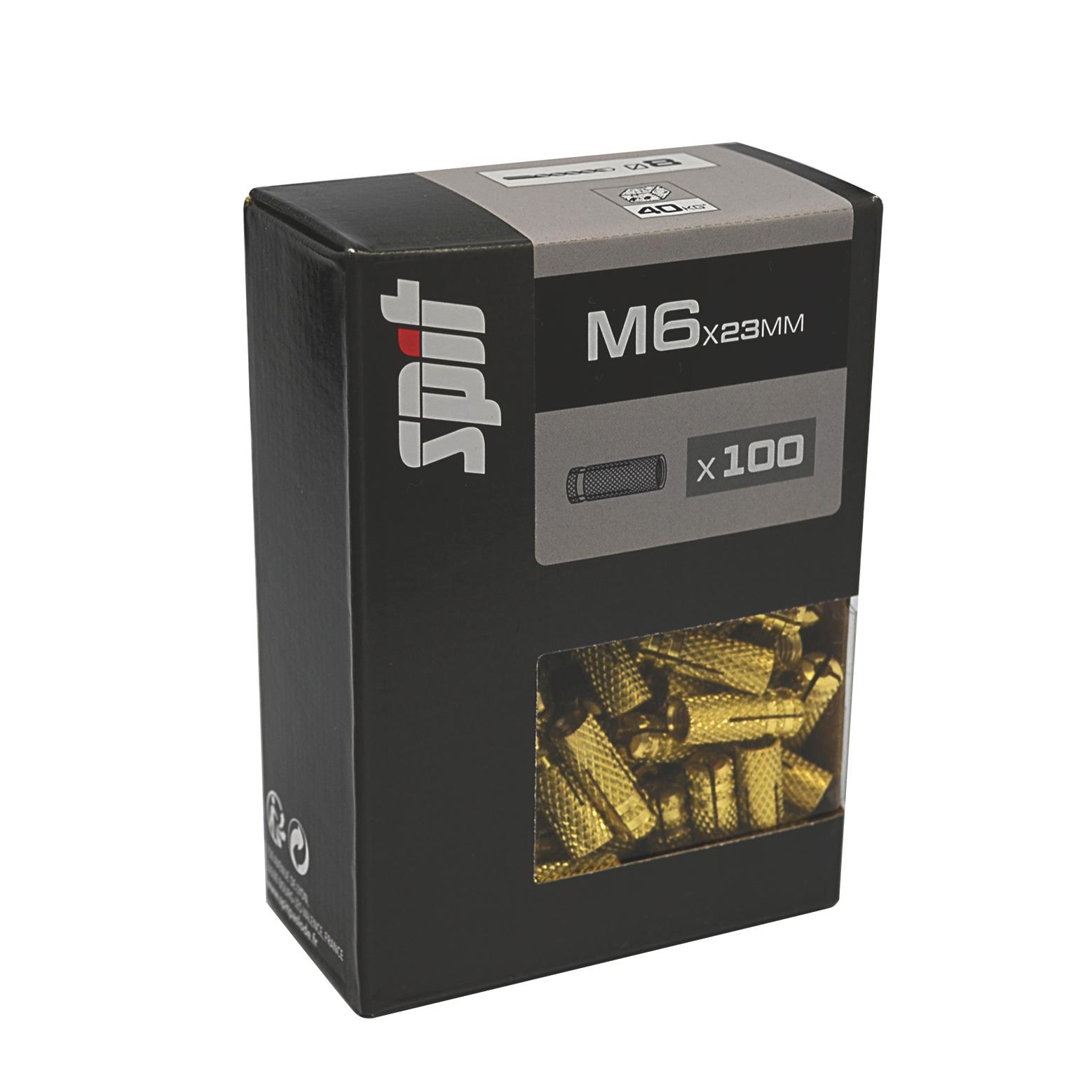 Cheville femelle en laiton   SPIT   M6x23MM - Boite de 100 pièces