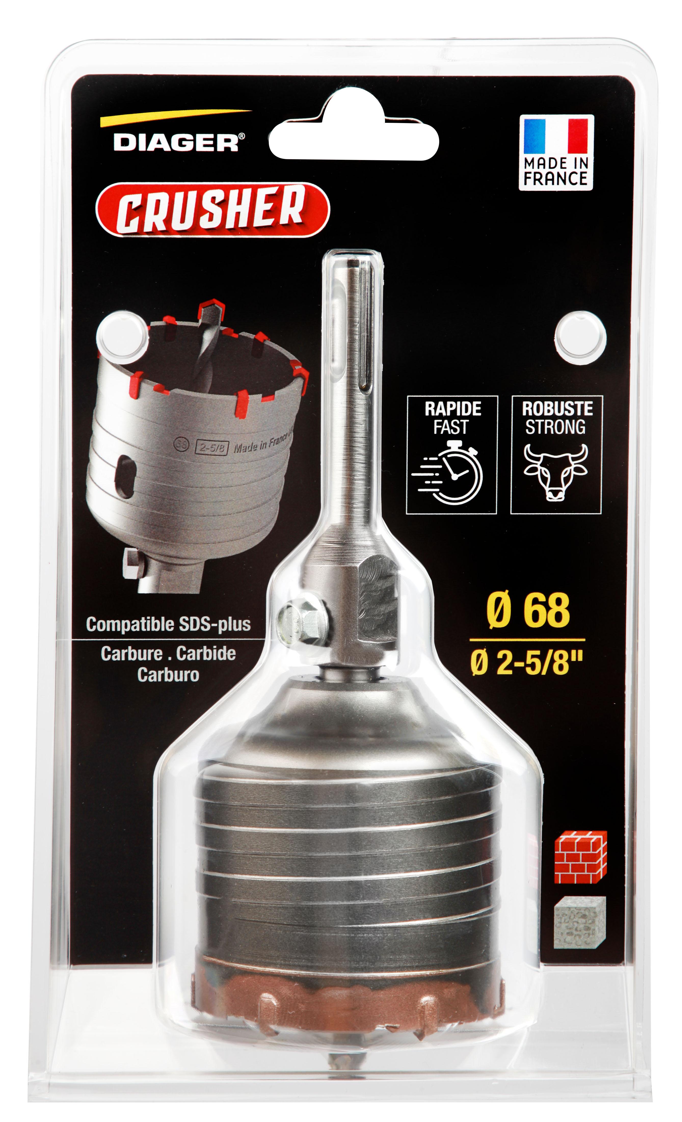Crusher kit trépan carbure compatible SDS+ attachement M16  Ø 68 mm