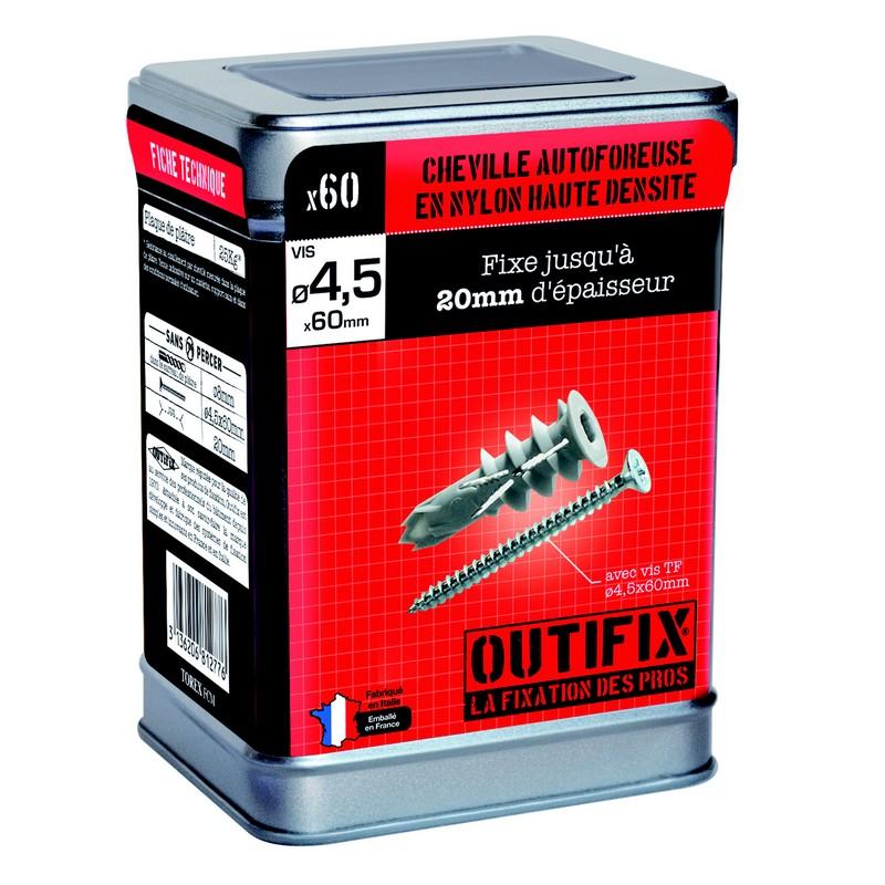 CHEVILLE NYLON AUTOFORANTE TOREX ET VIS 4.5X60 MM PAR 60