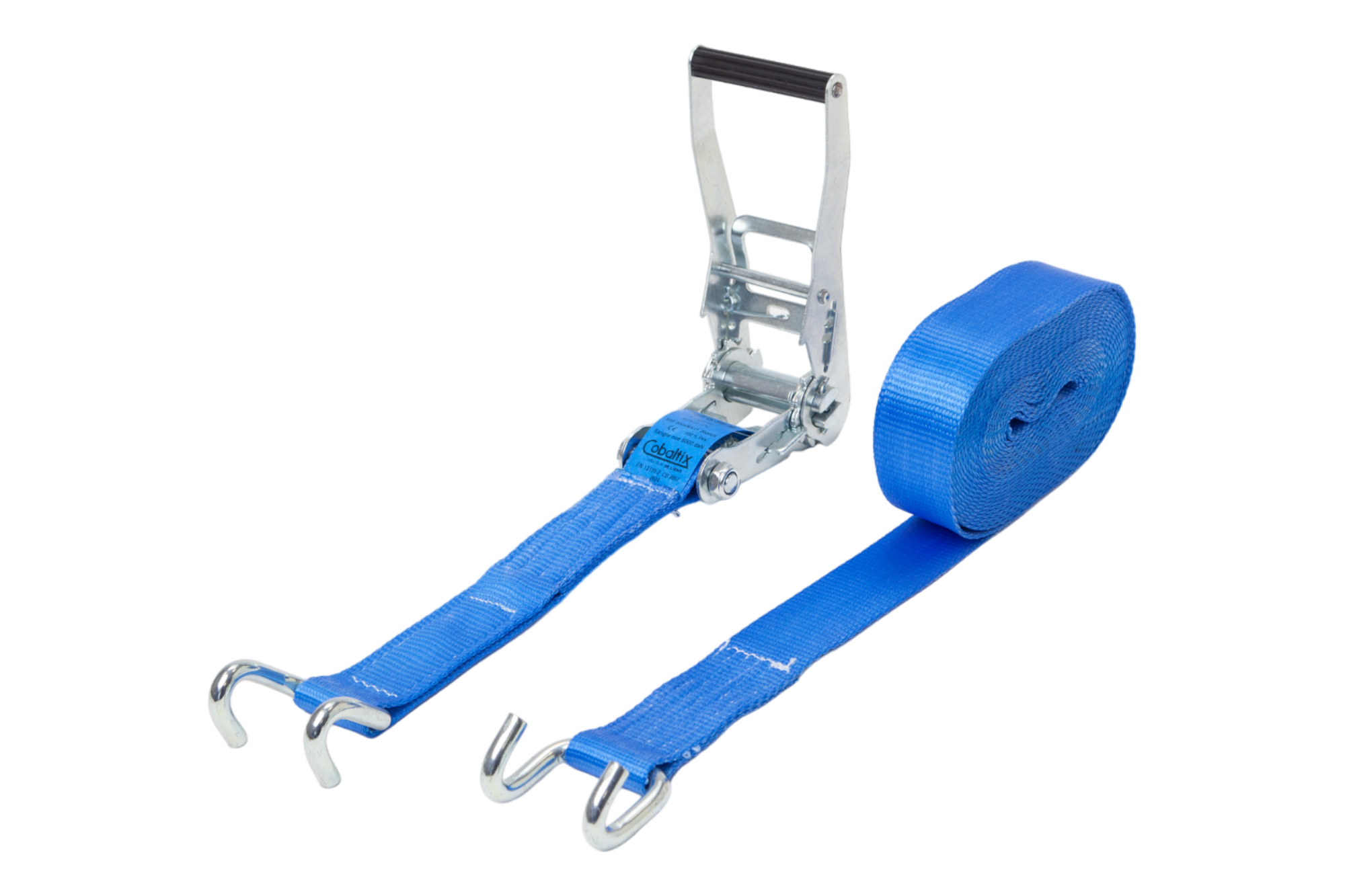 Sangle d'arrimage bleue SIMPLEX 9 m x 50 mm avec cliquet et crochets