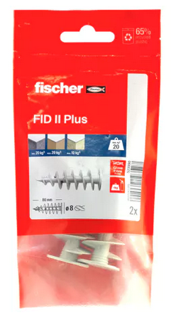 Cheville isolation en nylon FID - diam. 25 mm x long. 90 mm - Sachet de 2