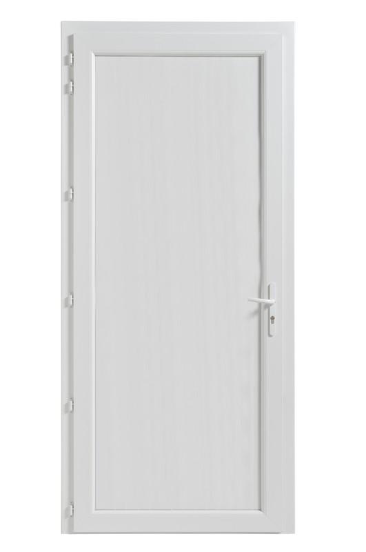 Bloc porte de service PVC pleine isolée 205 x 90CM - poussant gauche