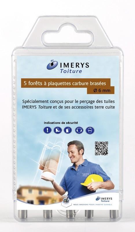 5 FORETS A PLAQUETTES CARBURE BRASÉES DIAM 6MM POUR PERCAGE DE TUILES