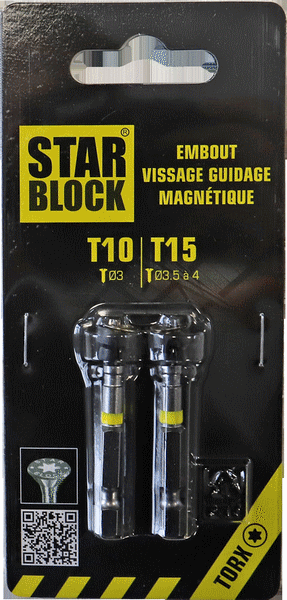Embout magnétique T10 & T15 STARBLOCK Blister de 2