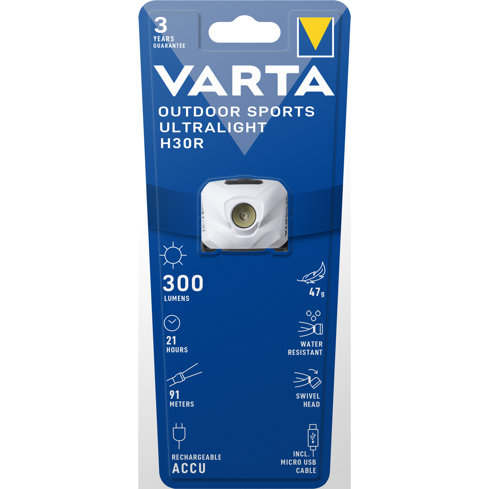 Lampe Frontale rechargeable Varta Led Outdoor Sport Ultralight H30R White