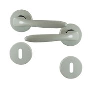 ENSEMBLE DE POIGNEES DE PORTE VARS ROSACE ALU BLANC PENE DORMANT