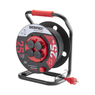 Enrouleur HO5RR-F - 3G1,5mm² - Centre fixe - 4 prises étanches IP44 - Longueur 25 mètres