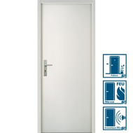 Bloc-porte PLAN à chant droit - Palière EI30 30dB Ame feu et acoustique avec raidisseur - Huisserie PERF+ 66 x 54MM - Serrure 3 point - poussant droit - 204 x 83CM