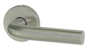 ENSEMBLE DE POIGNEES DE PORTE SUR ROSACE ECUME INOX MAT BEC DE CANE