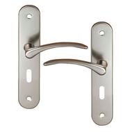 Ensemble poignée Alu / plaque acier entraxe 165mm à Clé - DIANETA Nickel mat