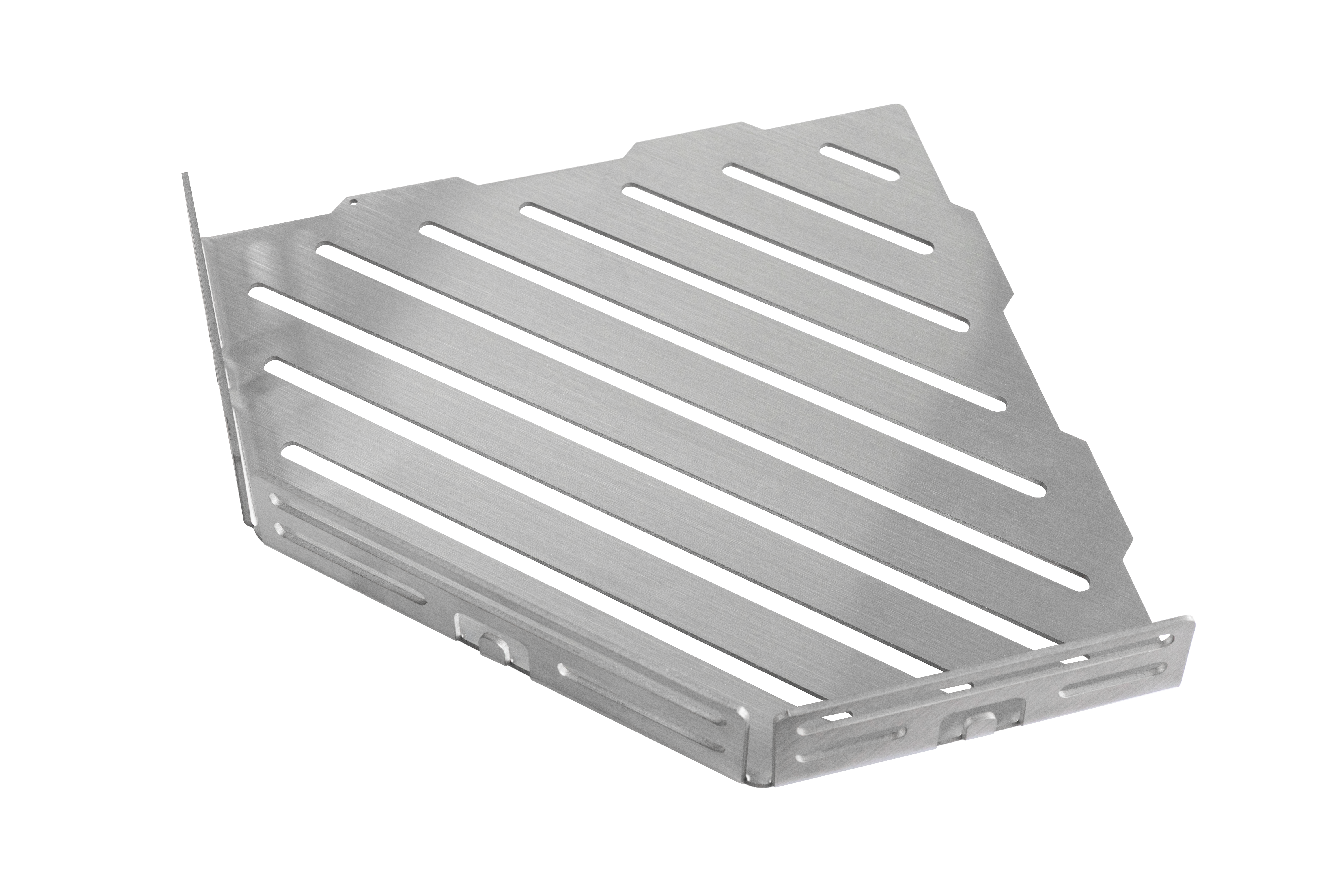 Tablette d’angle TI-Shelf LM2+ Dural inox brossé avec rebords