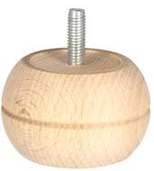 Pied de lit boule crantée A visser - Ø 65mm Hêtre brut H:40mm Blister de 1