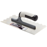 Platoir à colle acier denture demi-lune 15mm avec manche bi-matière - 280x120mm